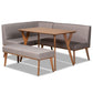 Odessa Mid-Century Modern Grey Fabric Upholstered and Walnut Brown Finished Wood 4-Piece Dining Nook Set FredCo