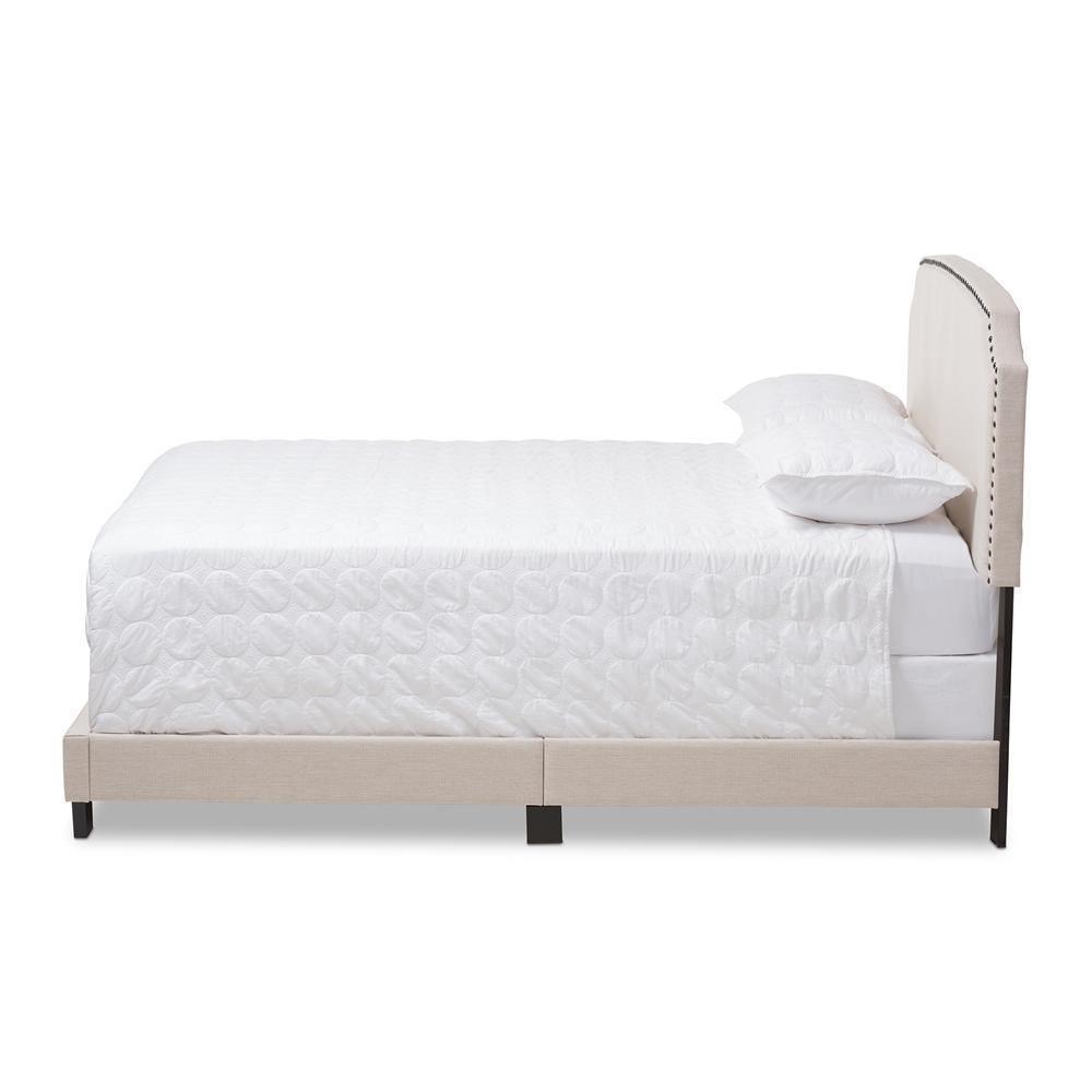 Odette Modern and Contemporary Light Beige Fabric Upholstered Queen Size Bed FredCo