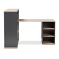 Pandora Modern and Contemporary Dark Grey and Light Brown Two-Tone Study Desk with Built-in Shelving Unit FredCo