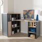 Pandora Modern and Contemporary Dark Grey and Light Brown Two-Tone Study Desk with Built-in Shelving Unit FredCo