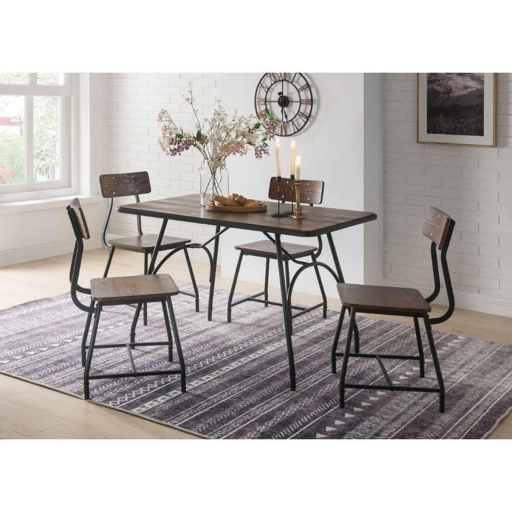 Paras 5Pc Pk Dining Set Walnut & Black FredCo