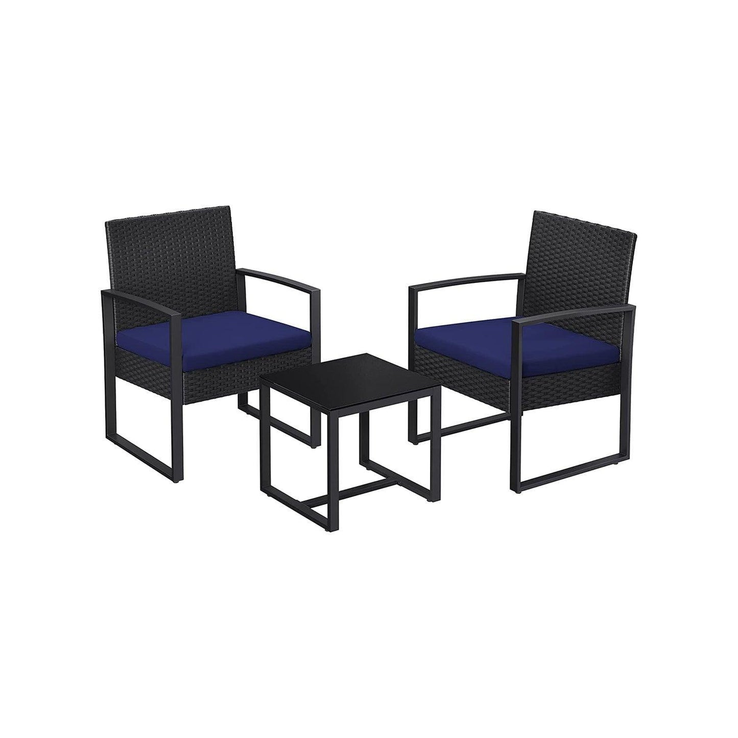 Patio Seating Chairs with Table Blue & Black FredCo