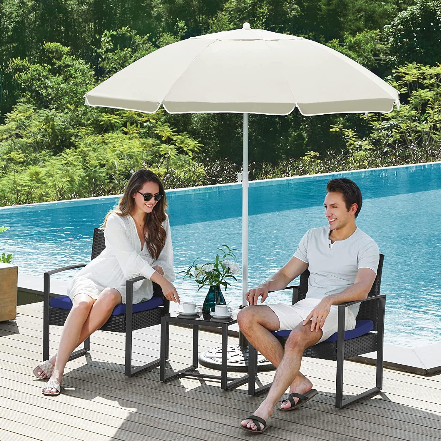 Patio Seating Chairs with Table Blue & Black FredCo