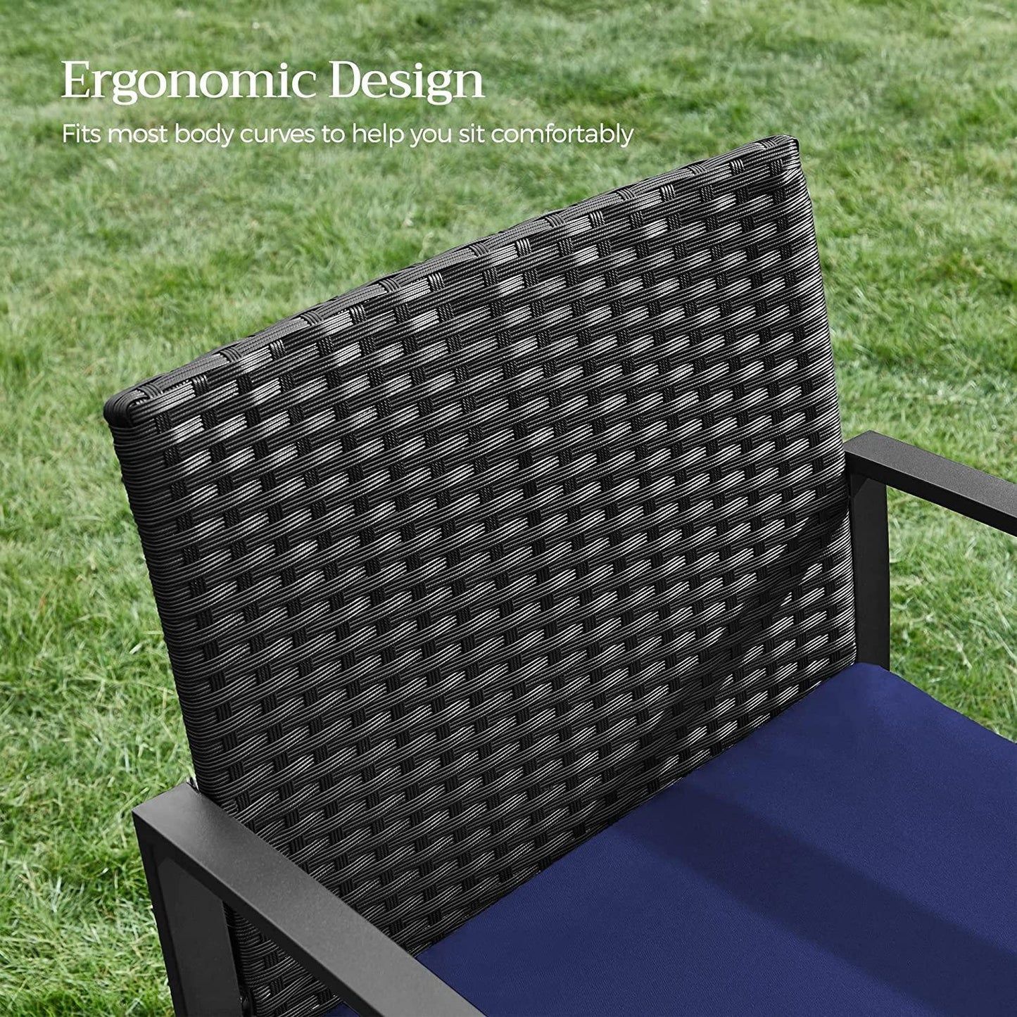 Patio Seating Chairs with Table Blue & Black FredCo