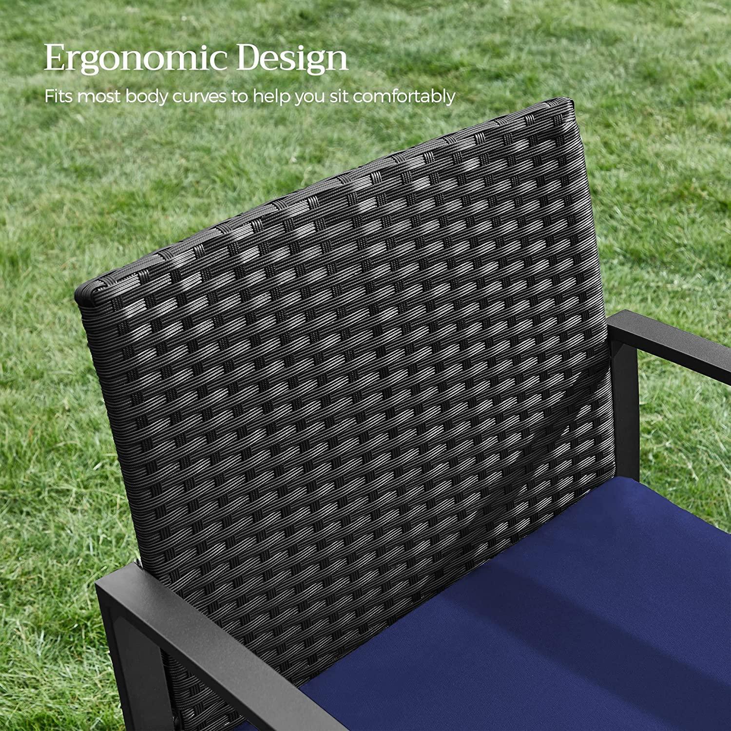 Patio Seating Chairs with Table Blue & Black FredCo