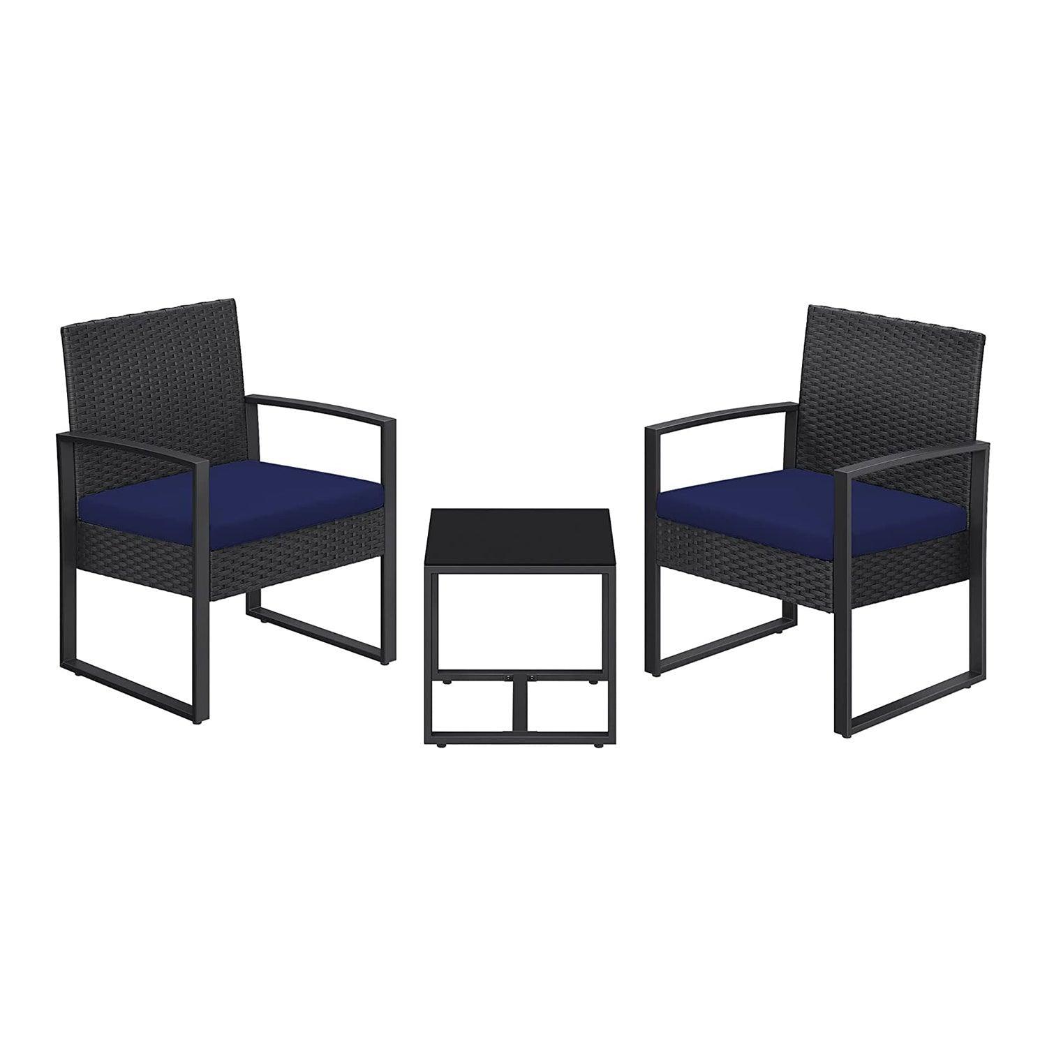 Patio Seating Chairs with Table Blue & Black FredCo