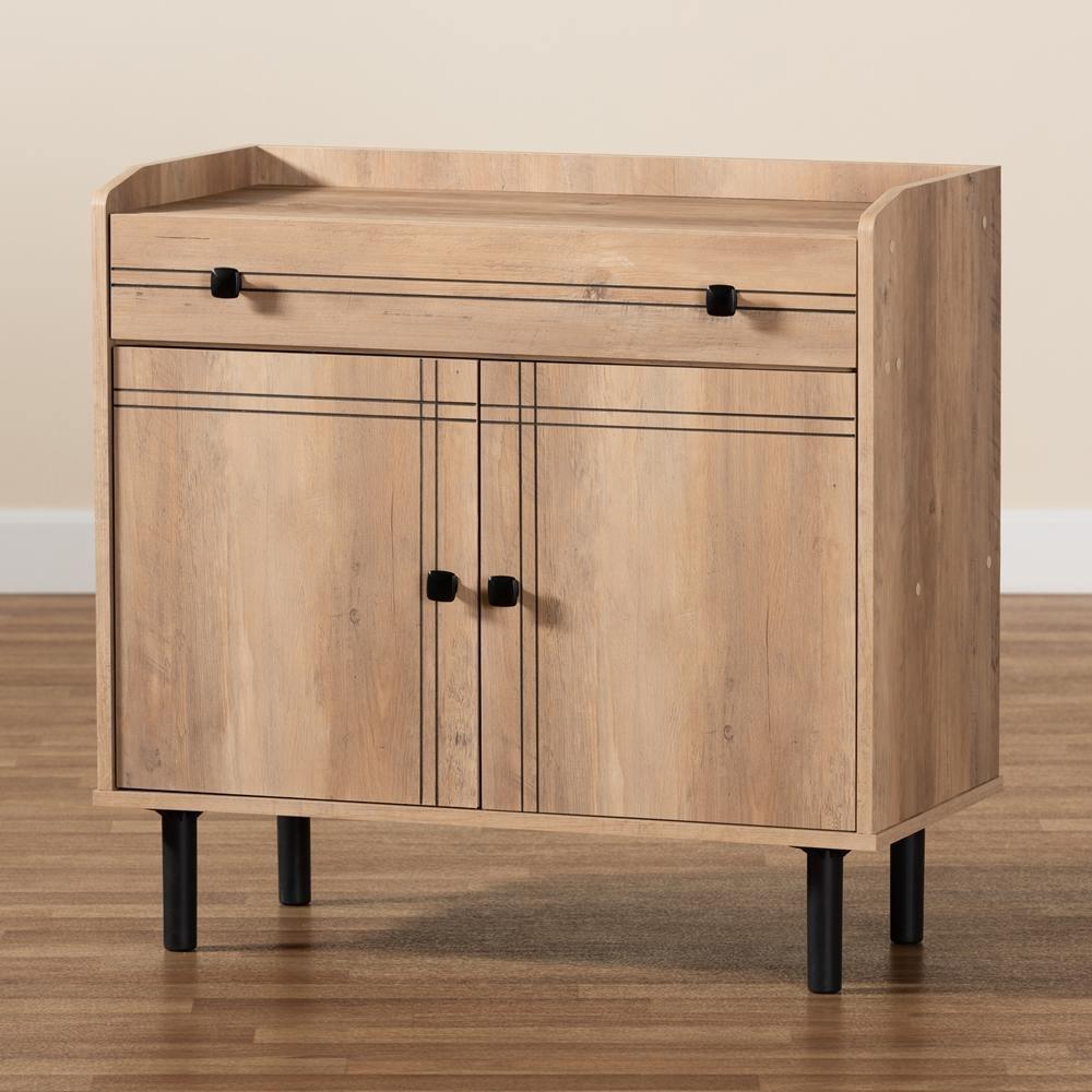 Patterson Modern and Contemporary Oak Brown Finished Wood 2-Door Kitchen Storage Cabinet FredCo