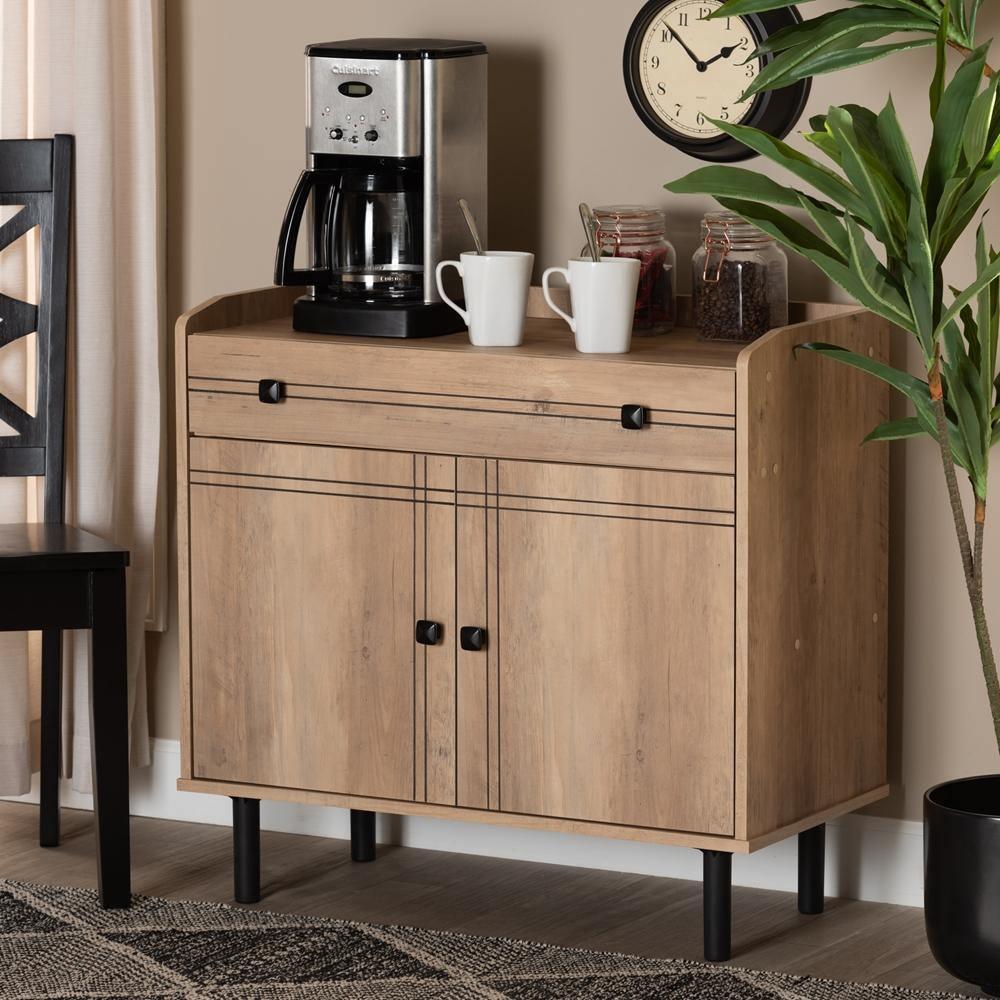 Patterson Modern and Contemporary Oak Brown Finished Wood 2-Door Kitchen Storage Cabinet FredCo