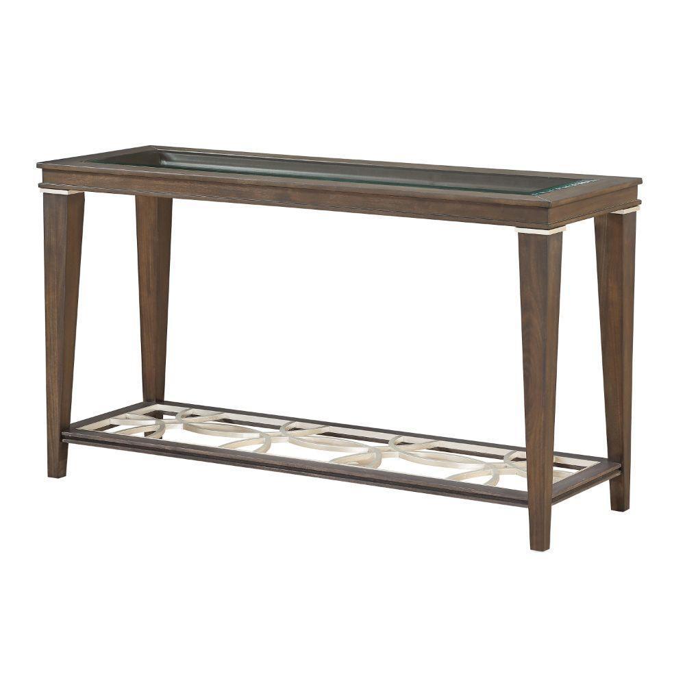 Peregrine Sofa Table Walnut & Glass FredCo