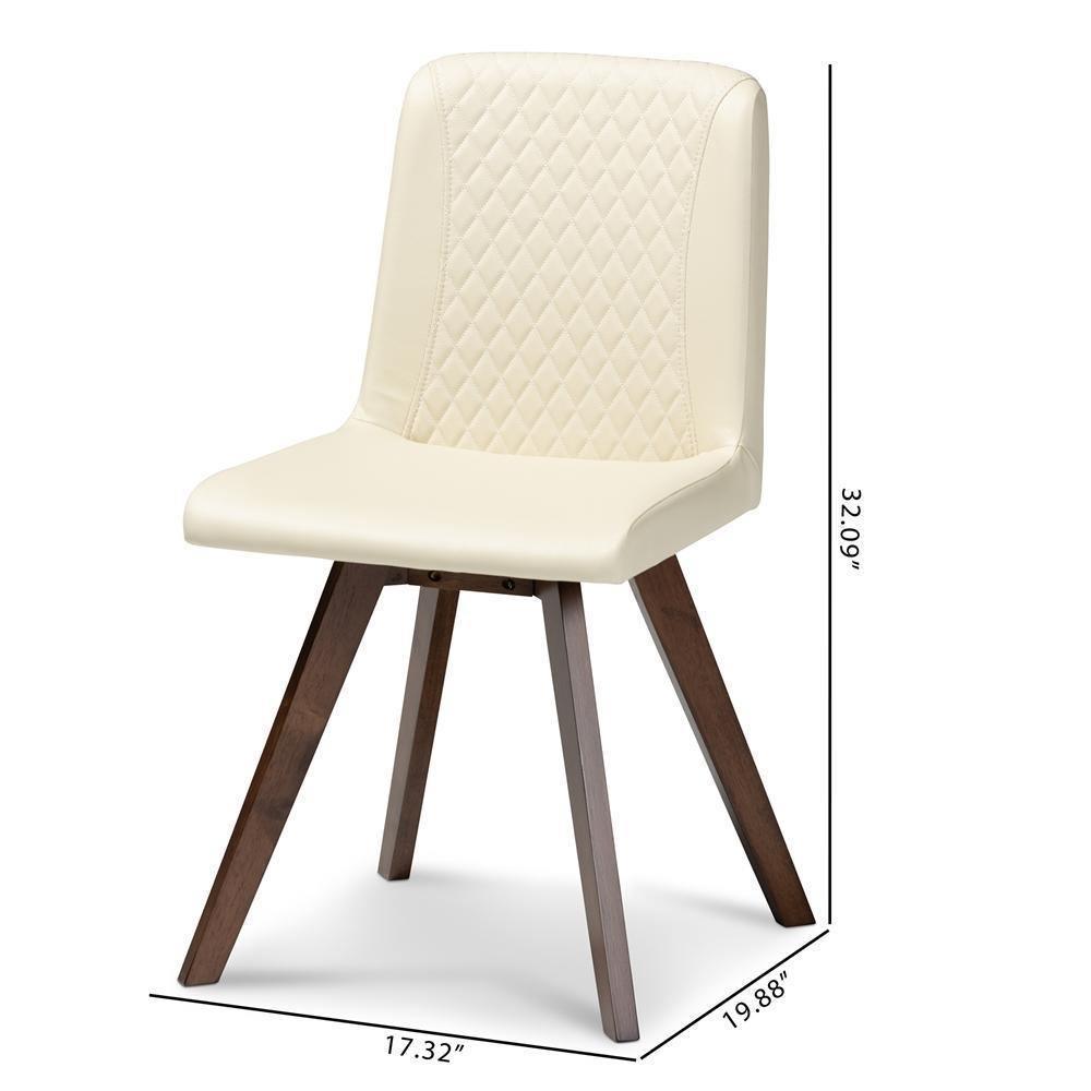 Pernille Modern Transitional Cream Faux Leather Upholstered Walnut Finished 4-Piece Wood Dining Chair Set FredCo