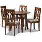 Pia Modern and Contemporary Grey Fabric Upholstered and Walnut Brown Finished Wood 5-Piece Dining Set FredCo