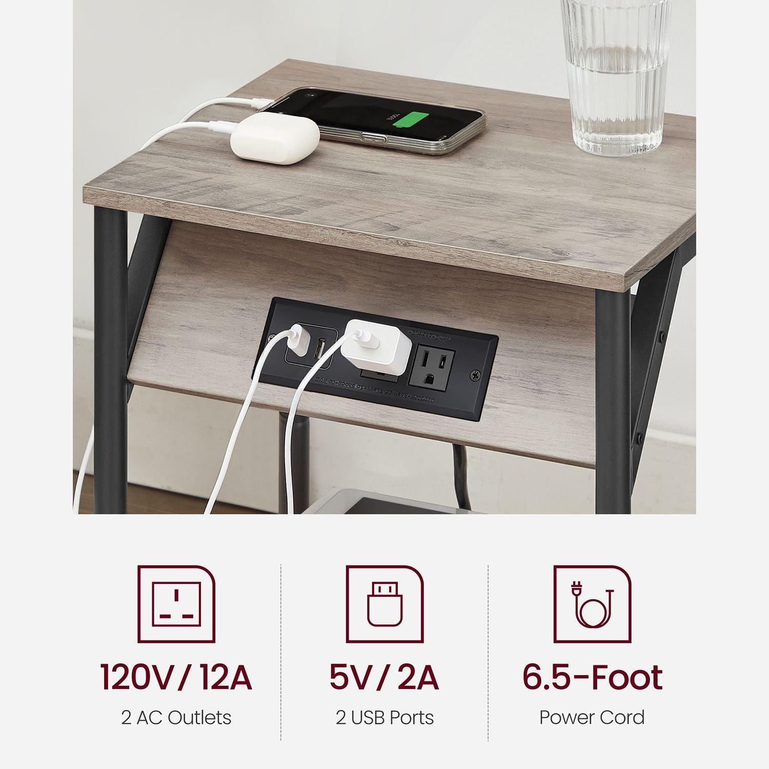 Plug-in Series Side Table, USB, Greige FredCo