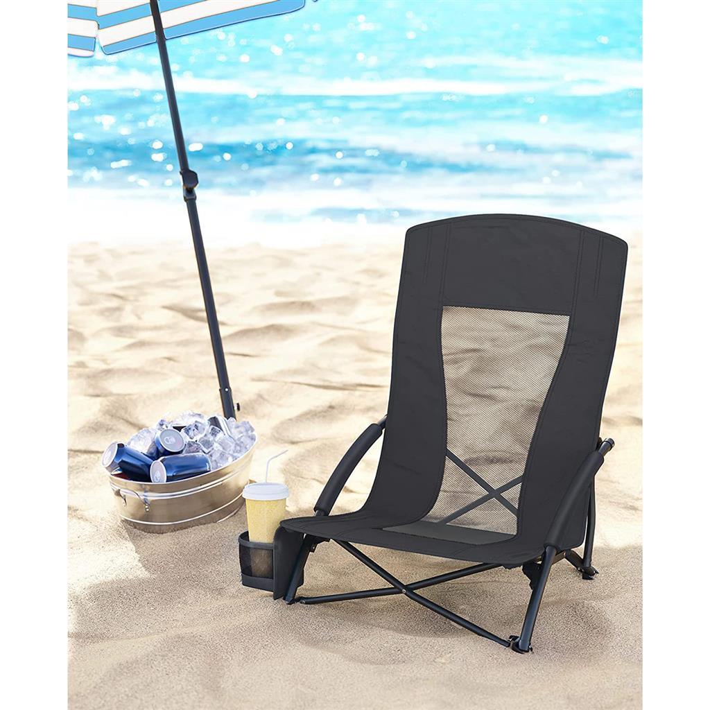 Portable Beach Chair, Black FredCo