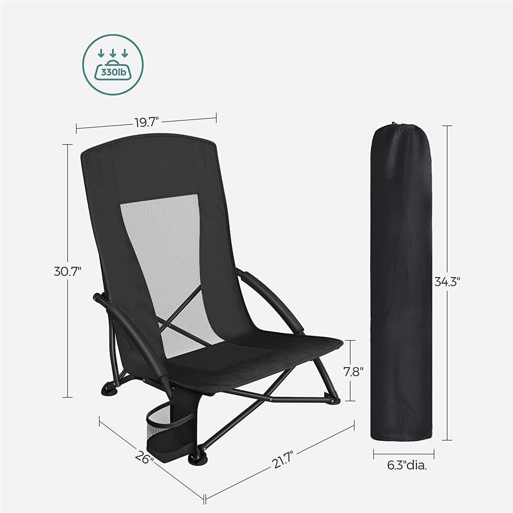 Portable Beach Chair, Black FredCo