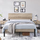 Queen Metal Platform Bed Frame with Wood Headboard No Box Spring Needed Gray FredCo