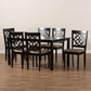 Renaud Modern and Contemporary Sand Fabric Upholstered and Dark Brown Finished Wood 7-Piece Dining Set FredCo