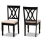 Reneau Modern and Contemporary Sand Fabric Upholstered Espresso Brown Finished Wood 2-Piece Dining Chair Set FredCo