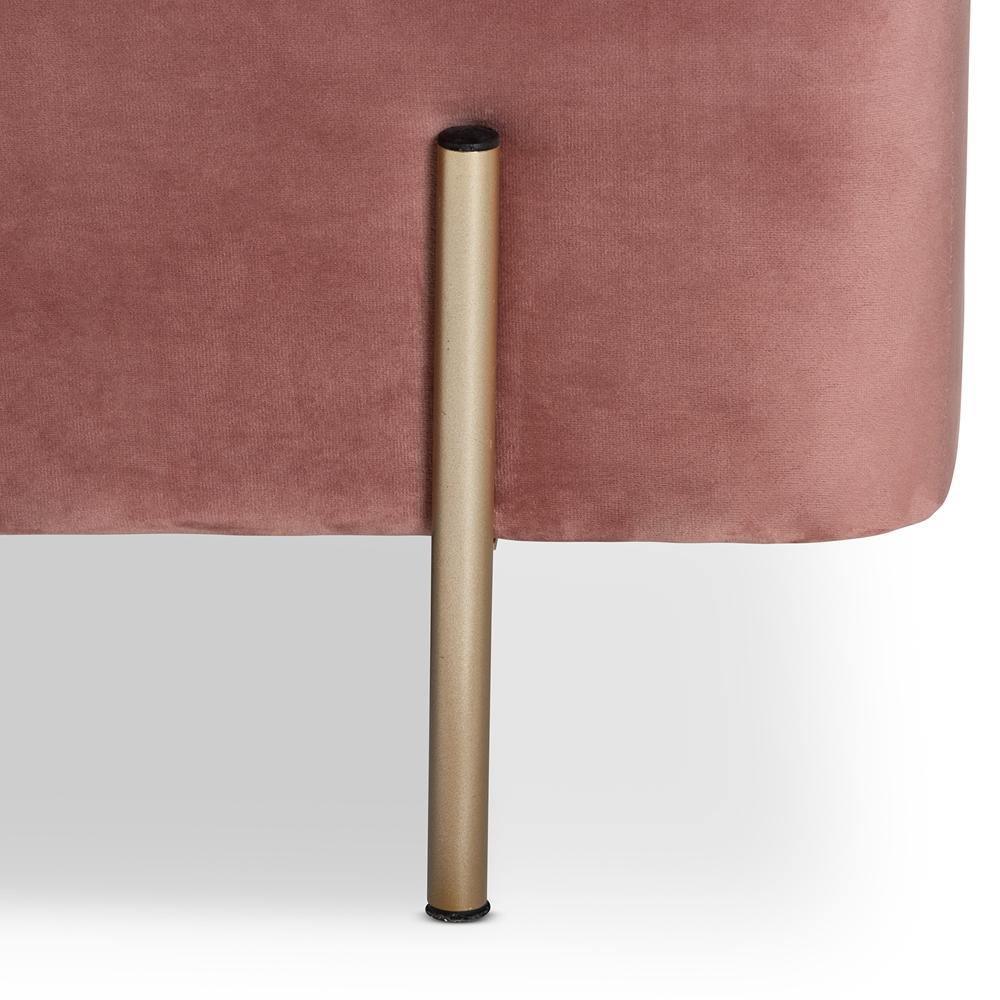 Rockwell Contemporary Glam and Luxe Blush Pink Velvet Fabric Upholstered and Gold Finished Metal Storage Bench FredCo