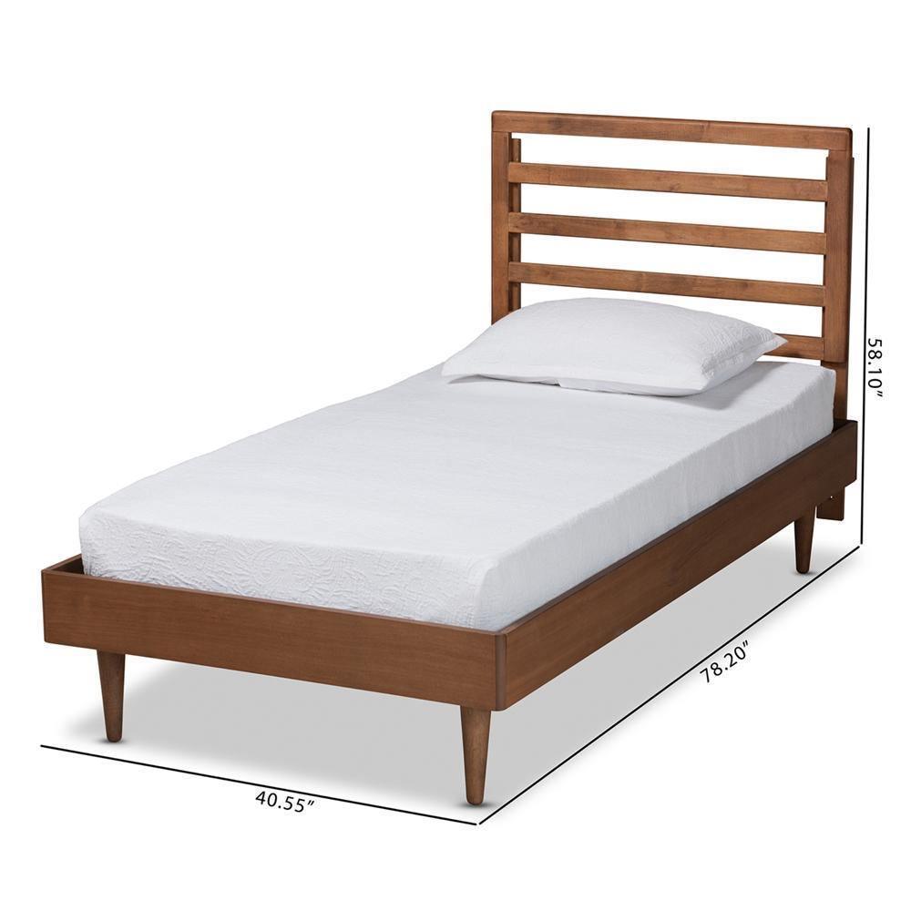 Ryo Mid-Century Modern Transitional Walnut Brown Finished Wood Twin Size Platform Bed FredCo