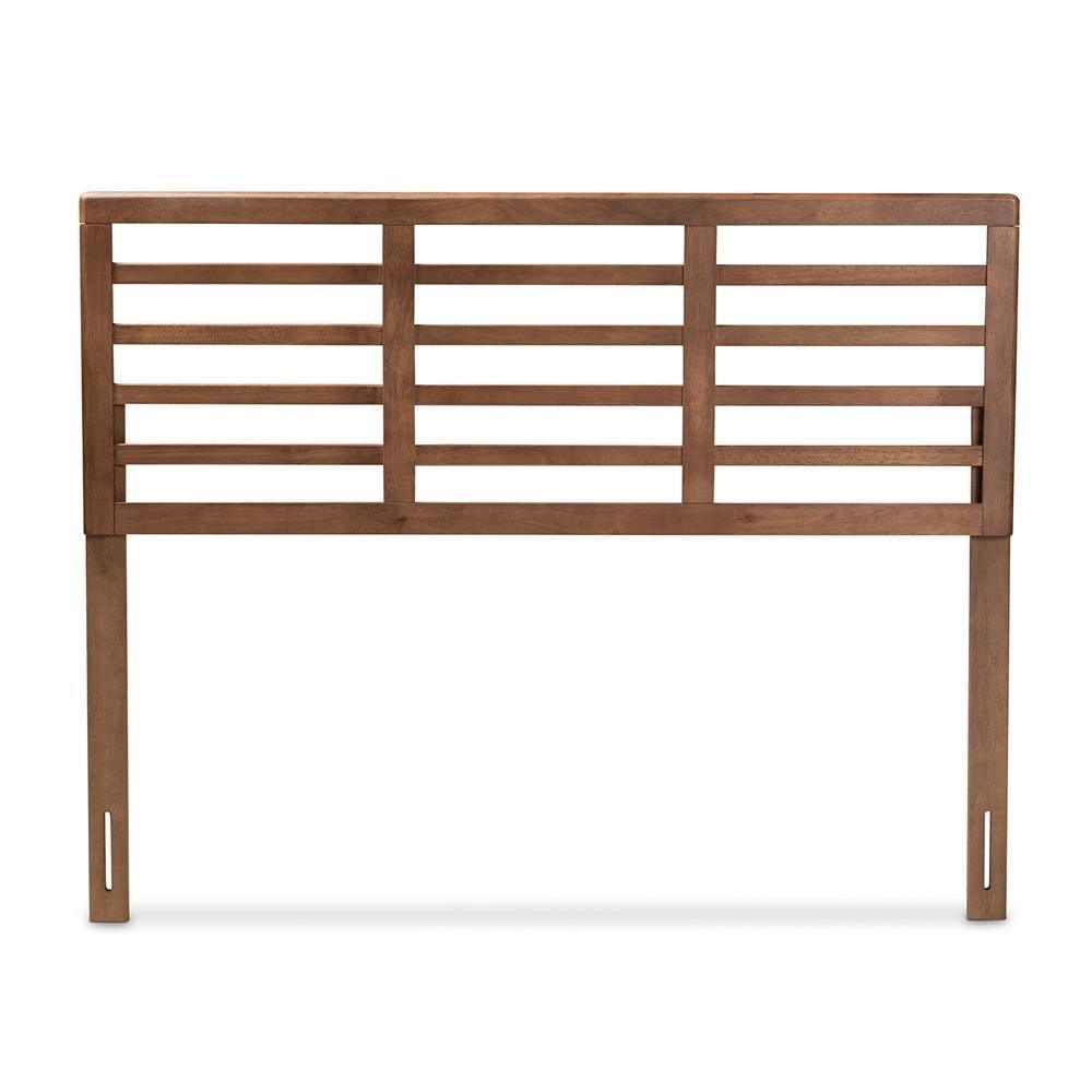 Salome Mid-Century Modern Walnut Brown Finished Wood Queen Size Open Slat Headboard FredCo