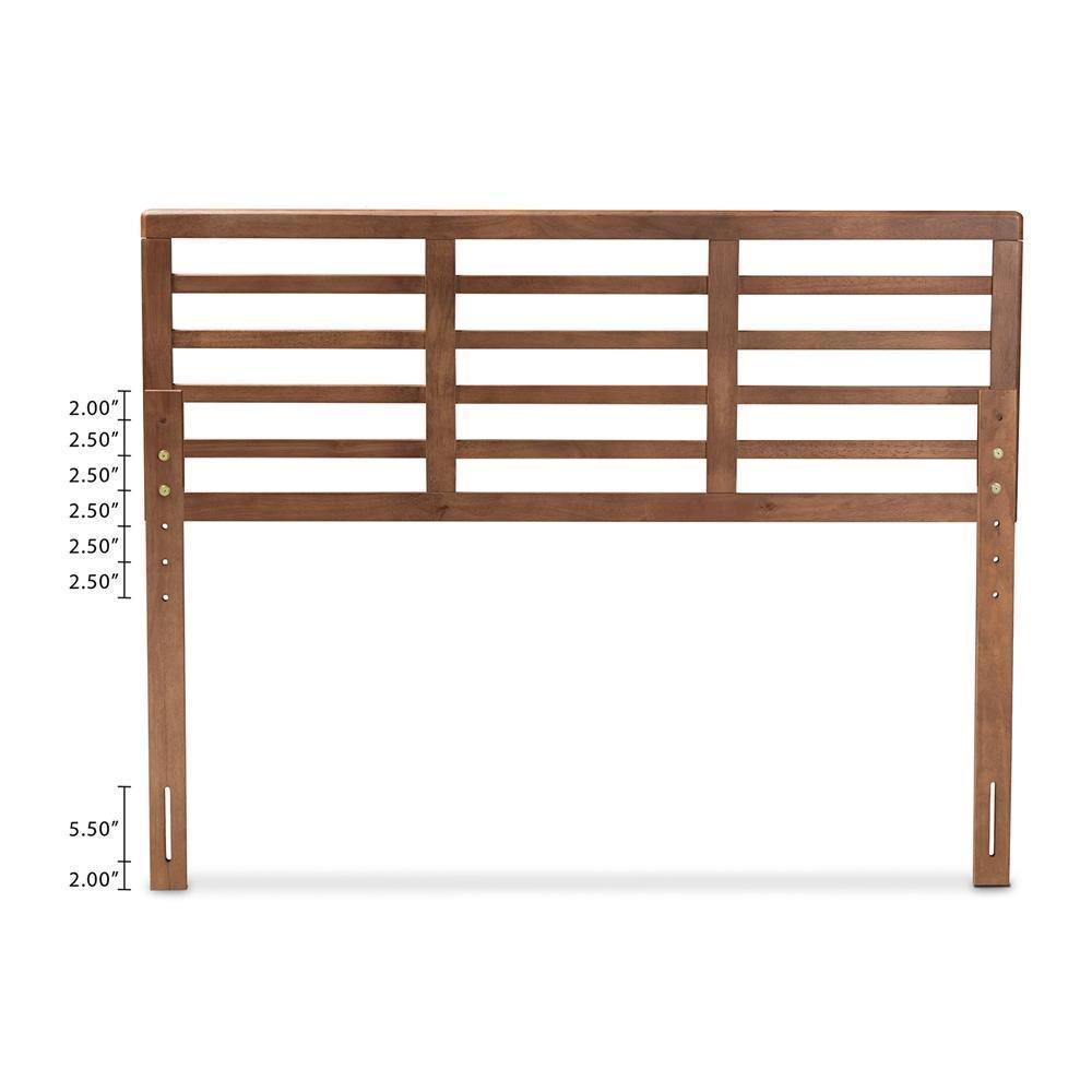 Salome Mid-Century Modern Walnut Brown Finished Wood Queen Size Open Slat Headboard FredCo