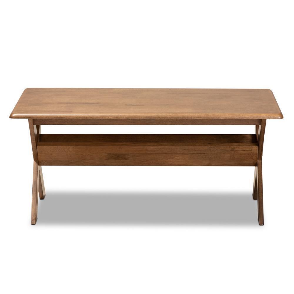 Sarai Modern Transitional Walnut Brown Finished Rectangular Wood Coffee Table FredCo