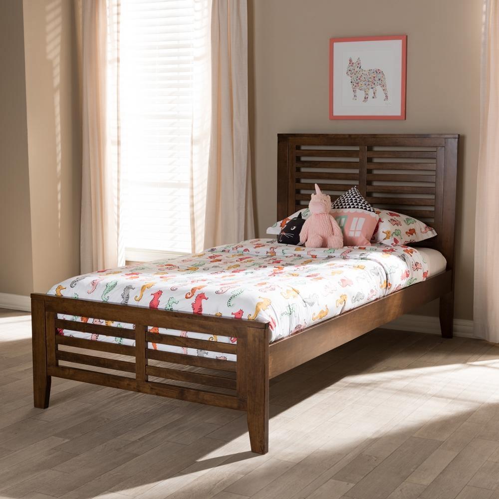 Sedona Modern Classic Mission Style Brown-Finished Wood Twin Platform Bed FredCo