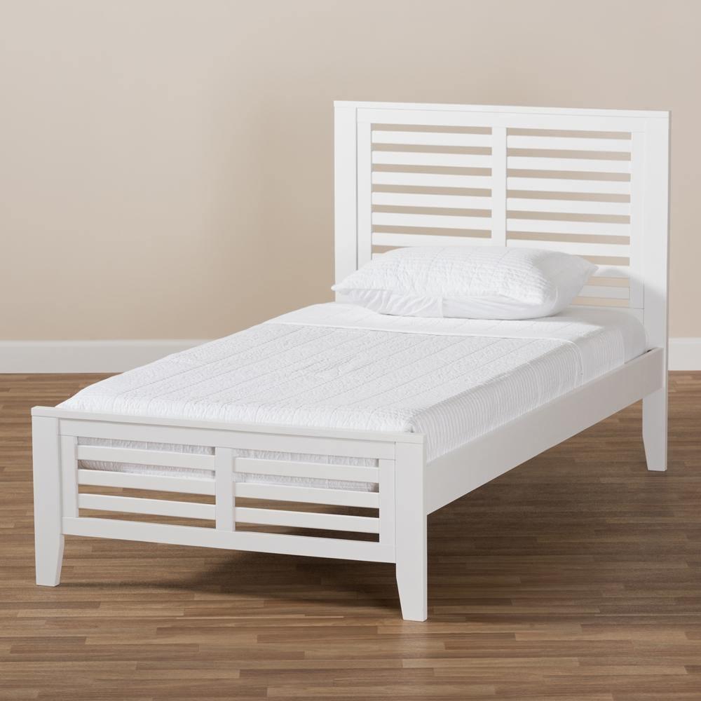 Sedona Modern Classic Mission Style White-Finished Wood Twin Platform Bed FredCo