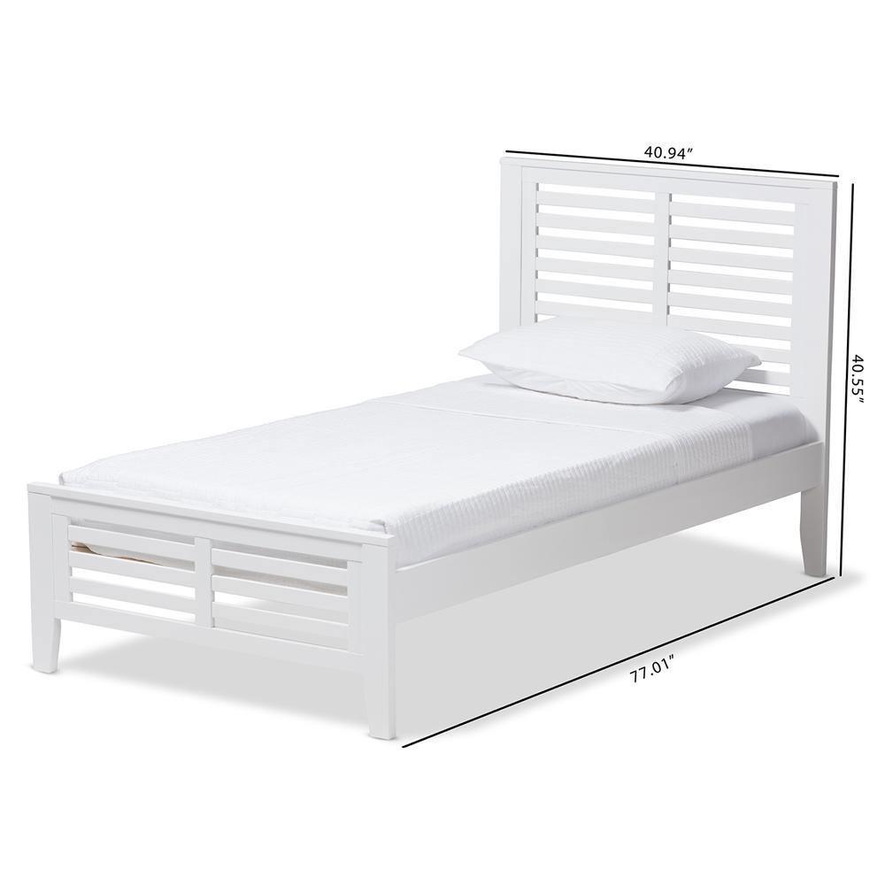 Sedona Modern Classic Mission Style White-Finished Wood Twin Platform Bed FredCo