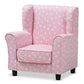 Selina Modern and Contemporary Pink and White Heart Patterned Fabric Upholstered Kids Armchair FredCo