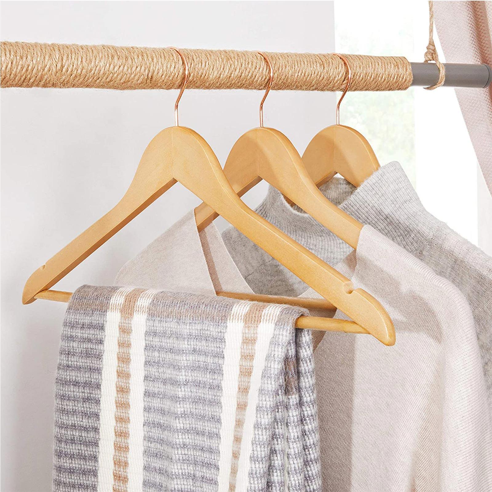 Set of 20 Wood Coat Hangers with Swivel Hook, Natural FredCo