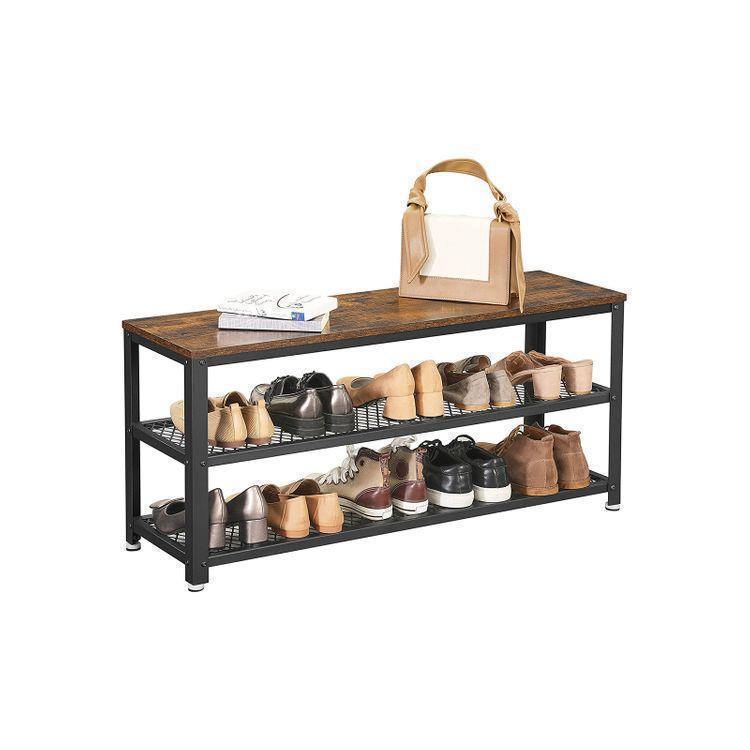 Shoe Bench Rustic Brown and Black FredCo