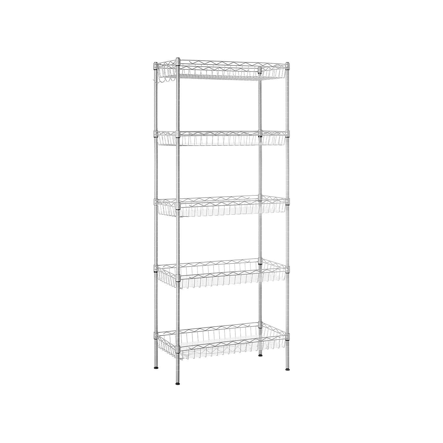 Silver 5-Tier Wire Shelving Unit FredCo