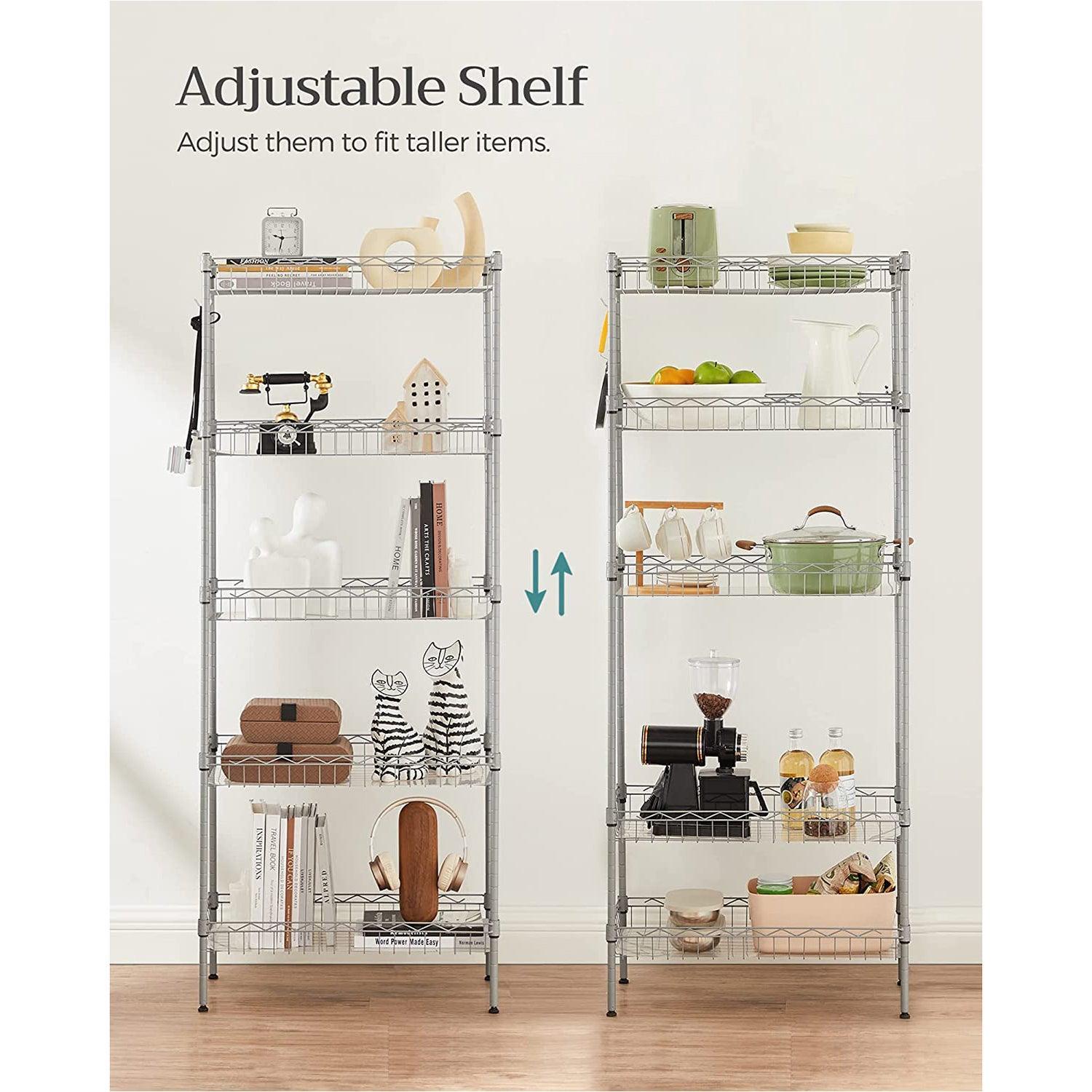 Silver 5-Tier Wire Shelving Unit FredCo