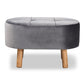 Simone Mid-Century Modern Grey Velvet Fabric Upholstered Wood Ottoman FredCo