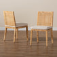 Sofia Modern and Contemporary Natural Finished Wood and Rattan 2-Piece Dining Chair Set FredCo