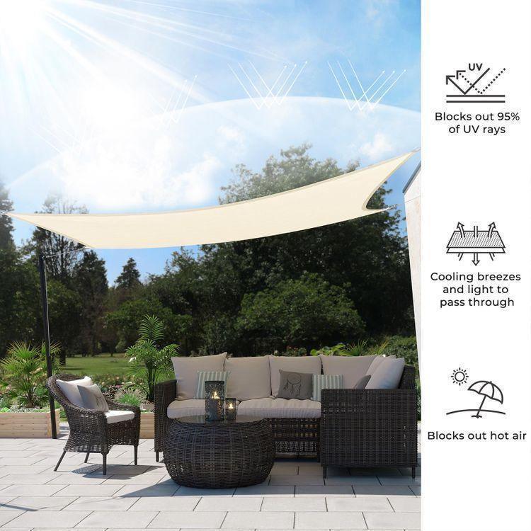 Sun Shade Sail Beige 16ft x 12ft FredCo