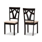 Sylvia Modern and Contemporary Sand Fabric Upholstered and Espresso Brown Finished Dining Chair Set FredCo