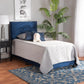 Tamira Modern and Contemporary Glam Navy Blue Velvet Fabric Upholstered Twin Size Panel Bed FredCo