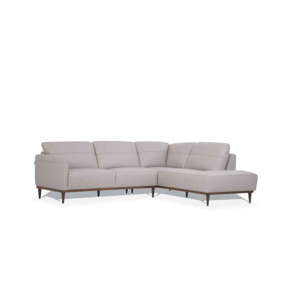 Tampa Sectional Sofa Pearl Gray Leather Left FredCo