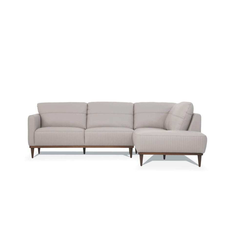 Tampa Sectional Sofa Pearl Gray Leather Left FredCo