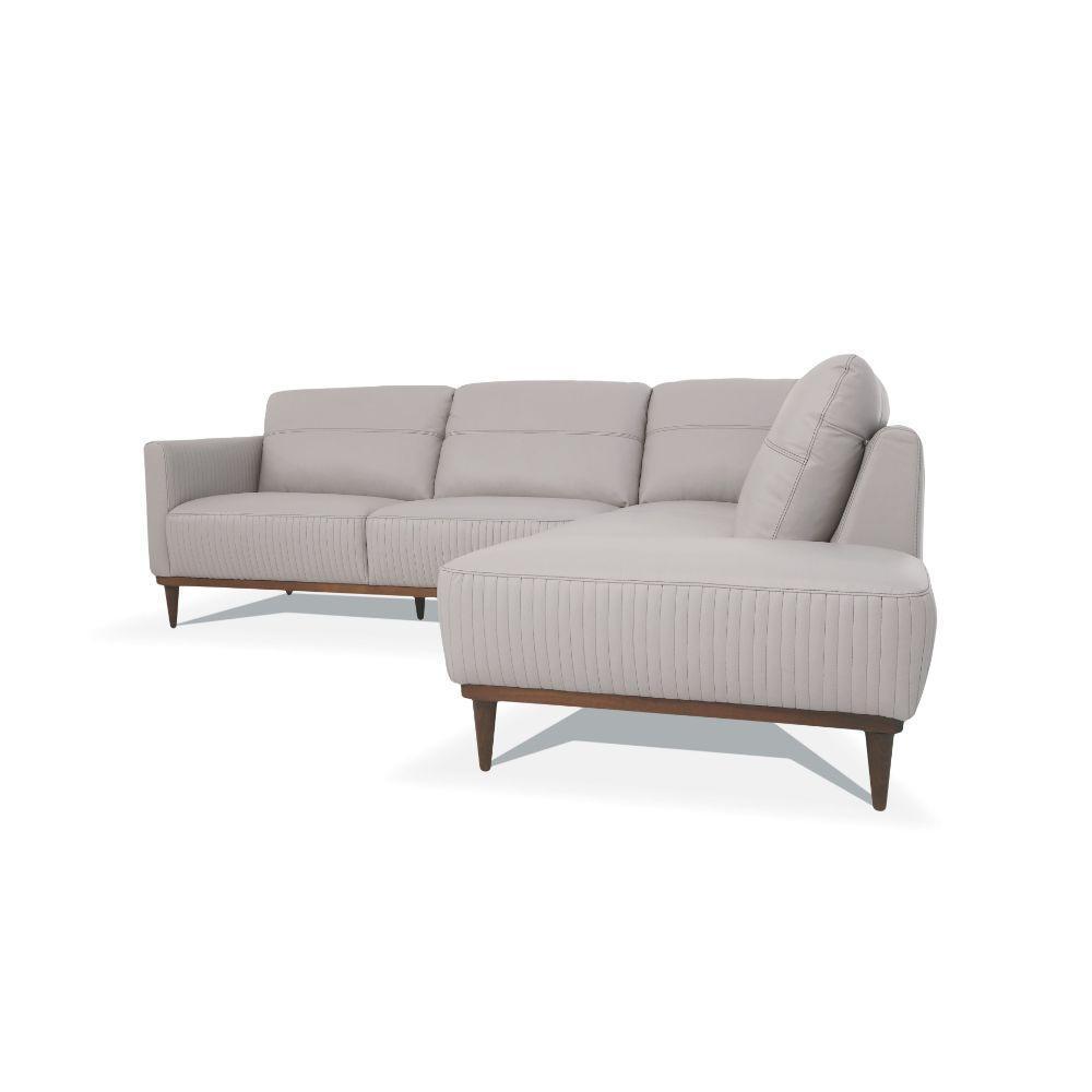 Tampa Sectional Sofa Pearl Gray Leather Left FredCo