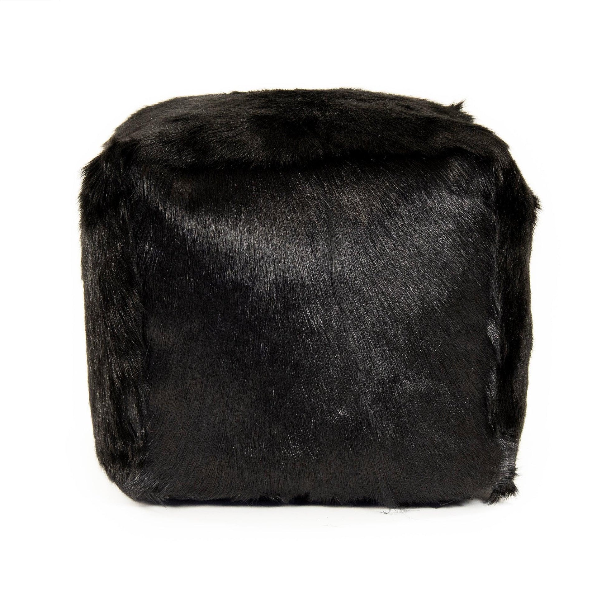 Tibetan Black Goat Fur Pouf ZGFC-black FredCo