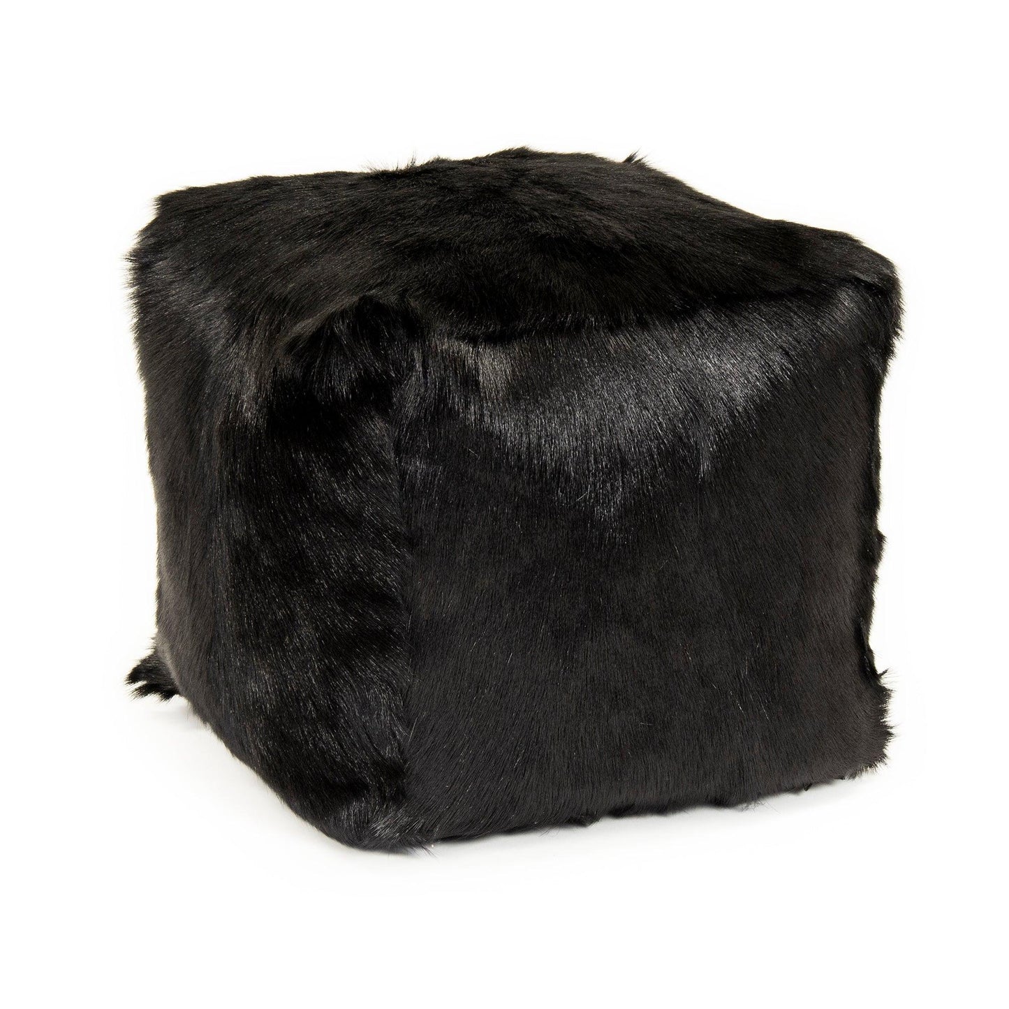 Tibetan Black Goat Fur Pouf ZGFC-black FredCo