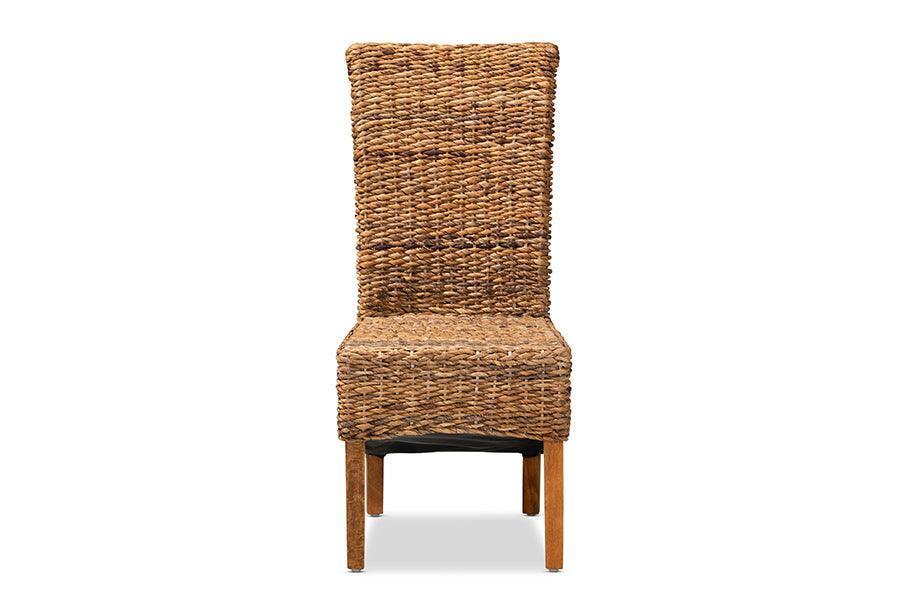 Trianna Rustic Transitional Natural Abaca and Brown Finished Wood Dining Chair FredCo