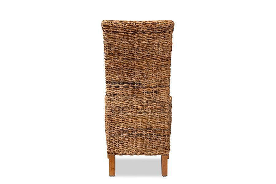 Trianna Rustic Transitional Natural Abaca and Brown Finished Wood Dining Chair FredCo