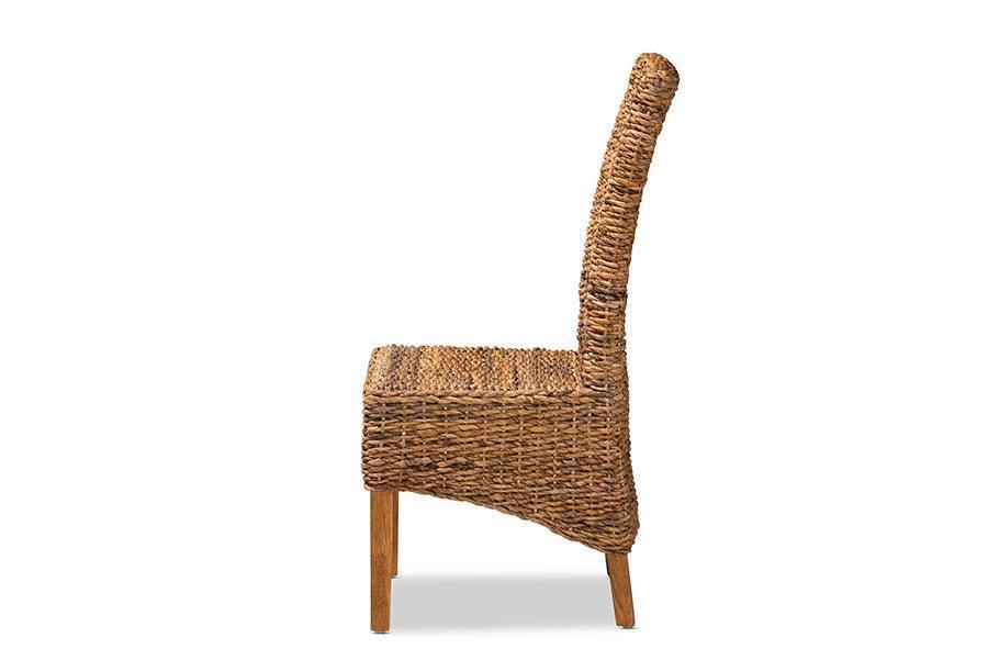 Trianna Rustic Transitional Natural Abaca and Brown Finished Wood Dining Chair FredCo