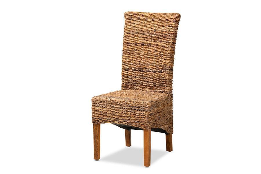 Trianna Rustic Transitional Natural Abaca and Brown Finished Wood Dining Chair FredCo