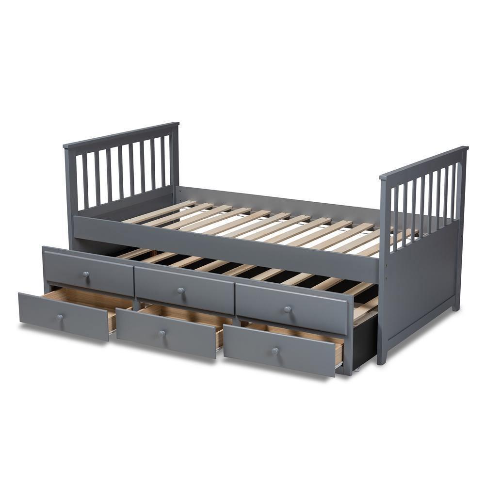 Trine Classic and Traditional Grey Finished Wood Twin Size Daybed with Trundle FredCo