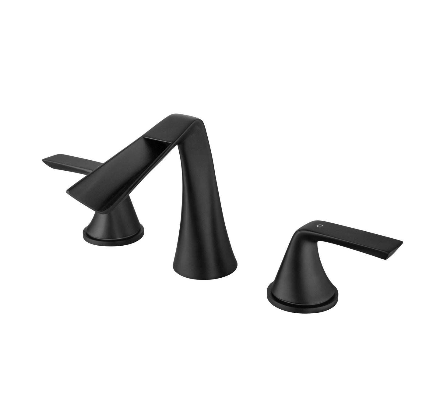 Two Handles Three-Hole Widespread Bathroom Faucet in Matte Black FredCo